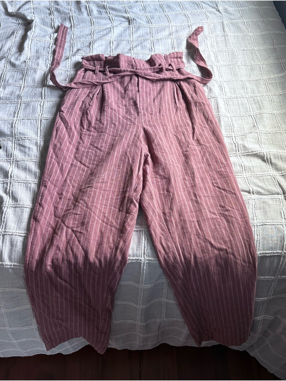 Women's Linen Pants - Dusty Rose with stripe
